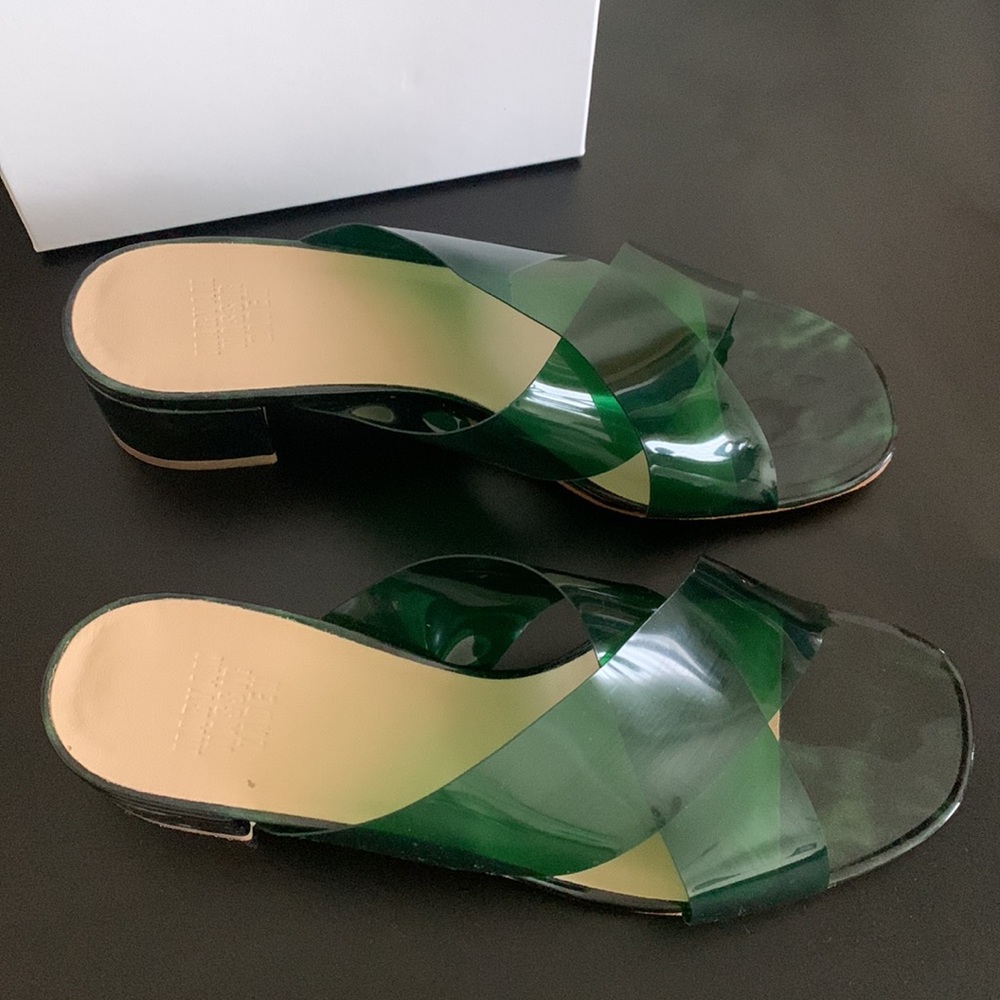 2 X 🍏HP🍏 Maryam Nassir Zadeh Lauren PVC Sandals Shoes Alpine Green 39* 7.5 - Picture 2 of 5